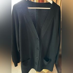 Lands’ End Black 100% Cashmere Cardigan, 3X